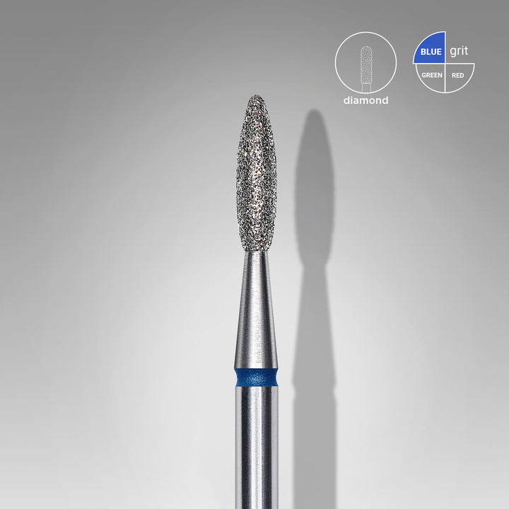 Frez diamentowy płomień Staleks Expert, niebieski, 2.1 mm