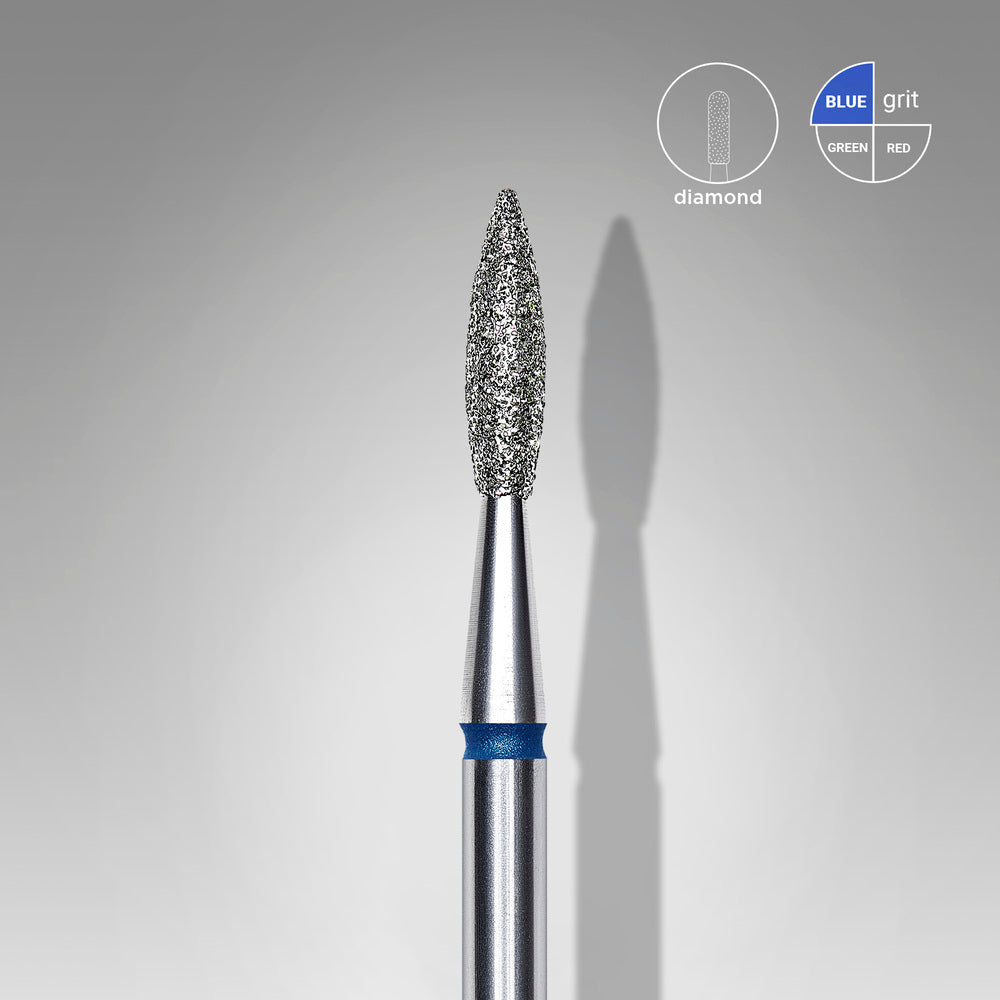 Frez diamentowy płomień ostry Staleks Expert, niebieski, 2.1 mm