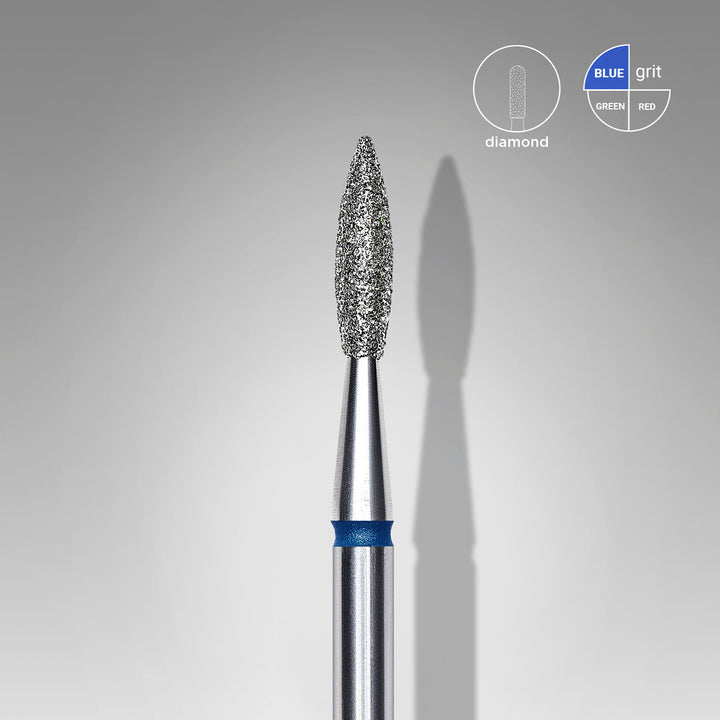 Frez diamentowy płomień ostry Staleks Expert, niebieski, 2.1 mm