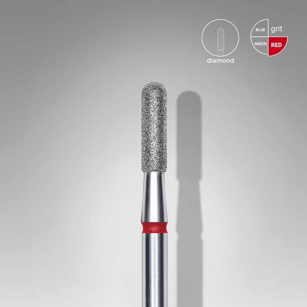 Frez diamentowy cylinder zaokrąglony Staleks Expert, czerwony, 2.3 mm