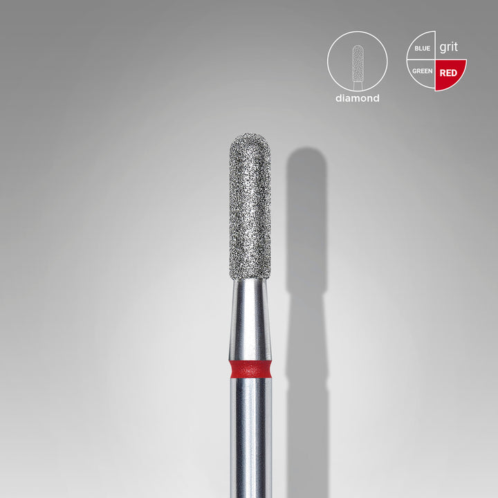 Frez diamentowy cylinder zaokrąglony Staleks Expert, czerwony, 2.3 mm