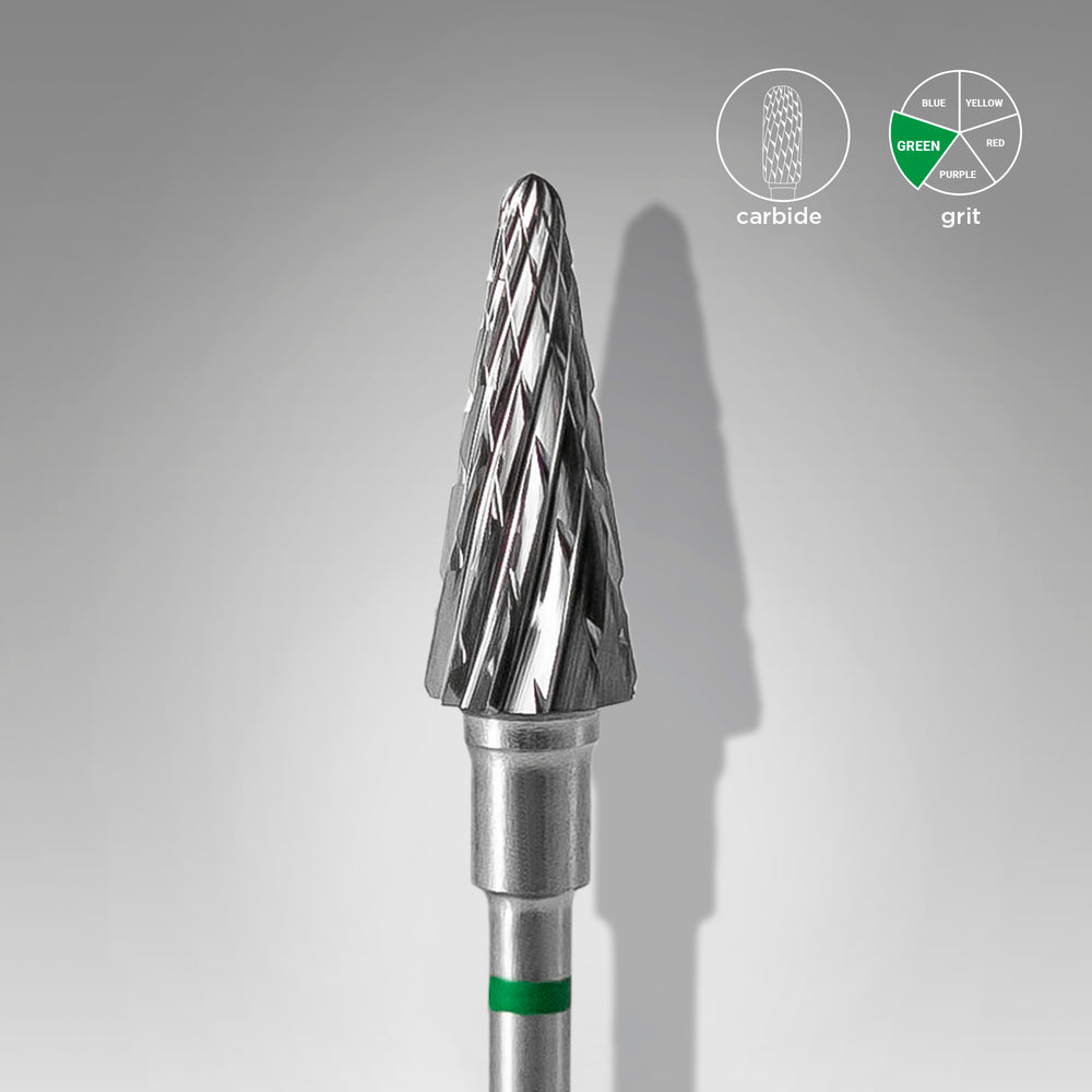 Frez z węglików spiekanych stożek Staleks Expert, zielony, 6 mm