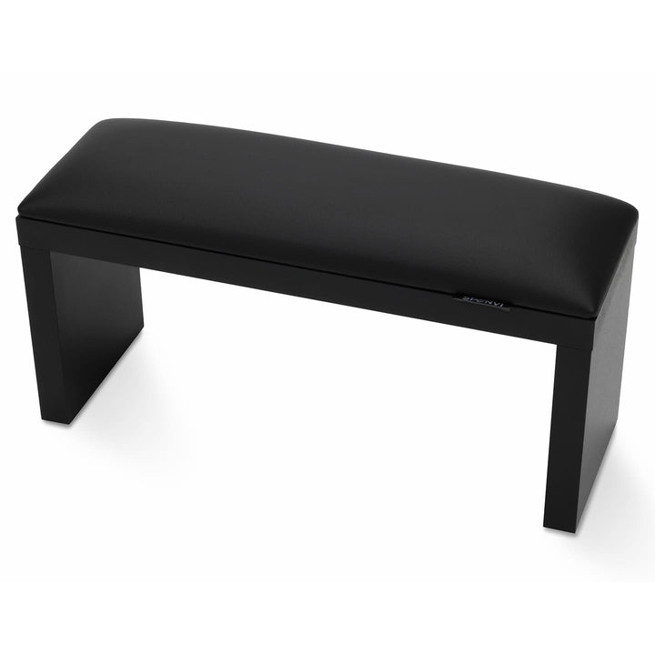 Czarna podpórka pod rękę do manicure SPENVI Classic na czarnych drewnianych nóżkach na białym tle. #kolor_black