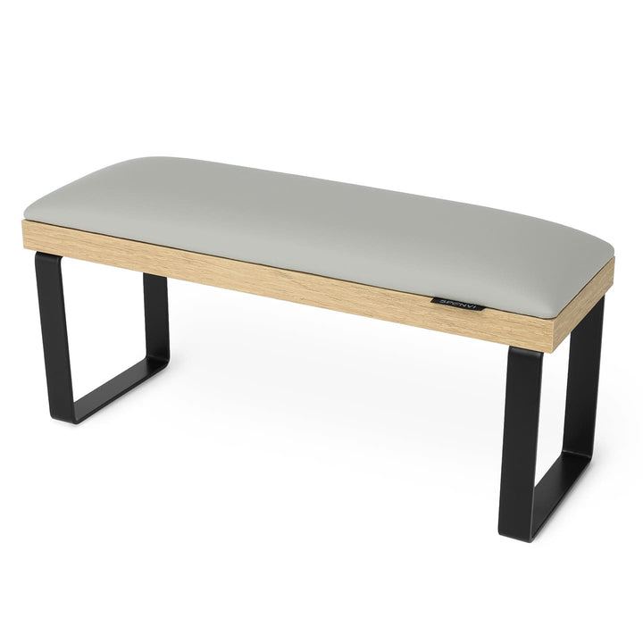 Szara podpórka pod rękę do manicure SPENVI Loft na czarnych metalowych nóżkach na białym tle. #kolor_cloud