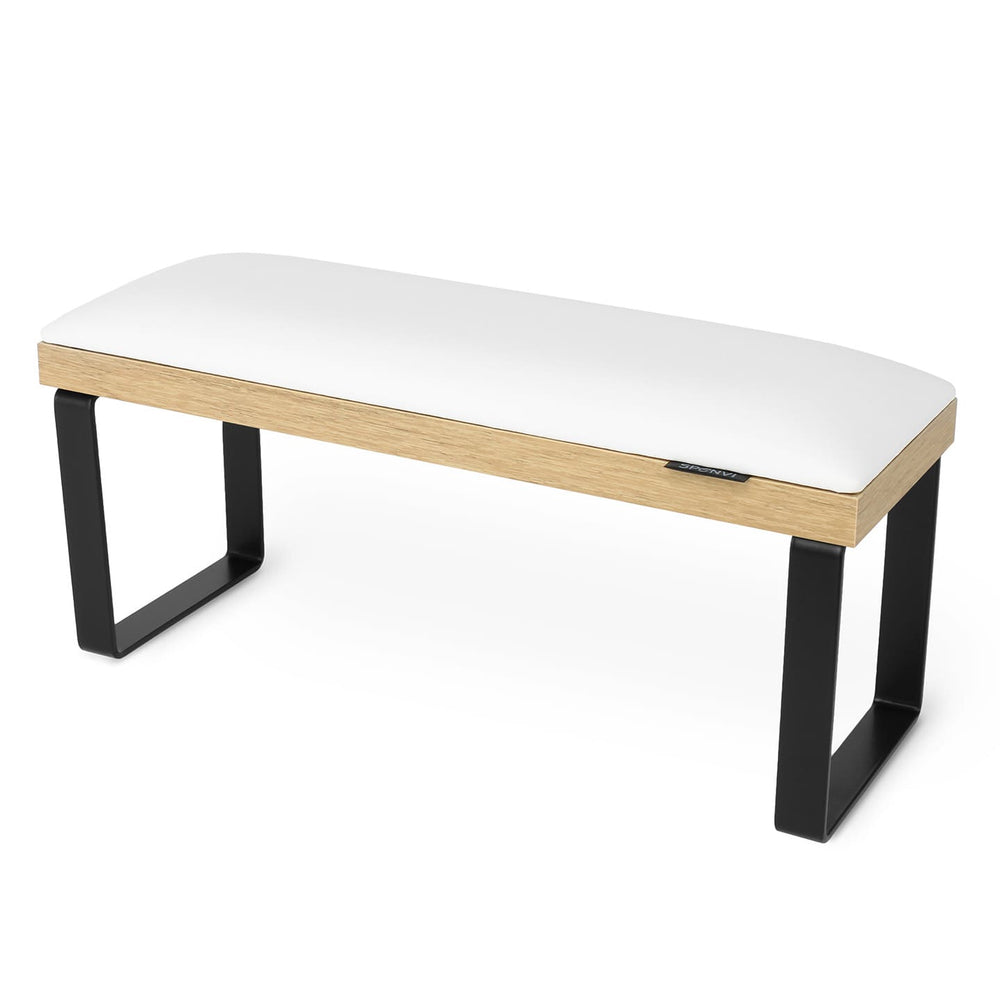 Biała podpórka pod rękę do manicure SPENVI Loft na czarnych metalowych nóżkach na białym tle. #kolor_white