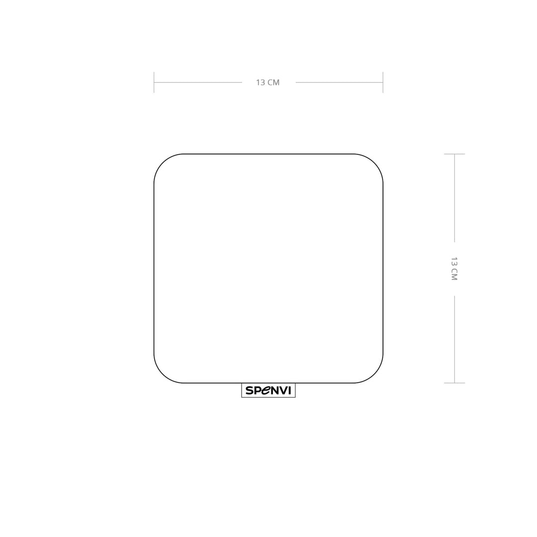 Rysunek techniczny poduszki pod łokieć do paznokci SPENVI Mini z podanymi wymiarami w centymetrach. #kolor_dark-green