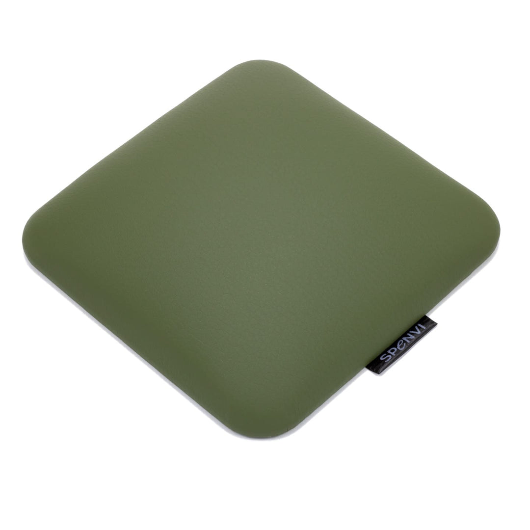 Ergonomiczna poduszka pod łokieć do manicure SPENVI Mini Khaki z ekoskóry na białym tle. #kolor_khaki