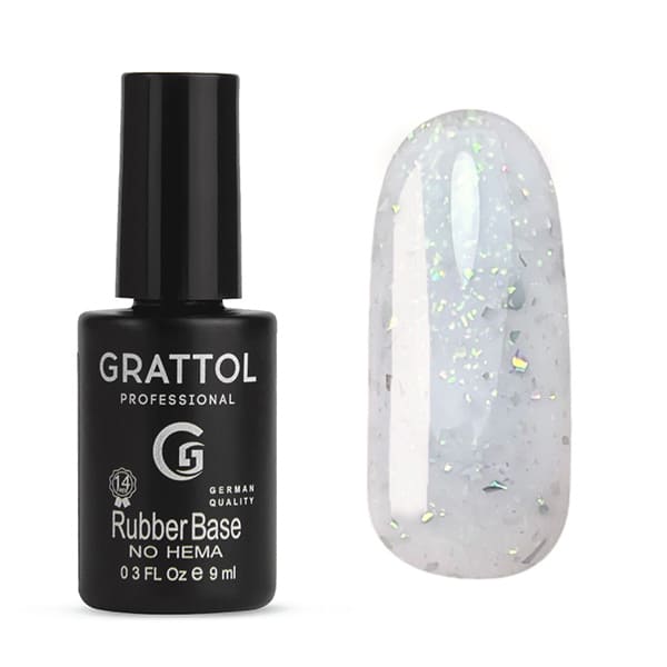 Baza hybrydowa Grattol Rubber Base Glitter 9 9 ml 1